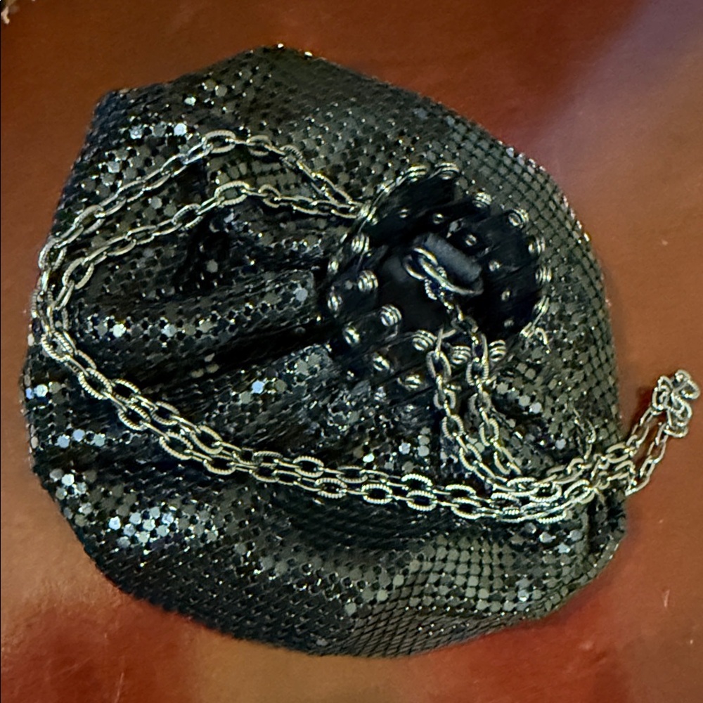 Zara Black Sequin Bag with Silver Chain